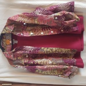 Catherines Raspberry Sleeveless Tank 1X and Ruby Rd. Burnout Jacket Shirt 20W